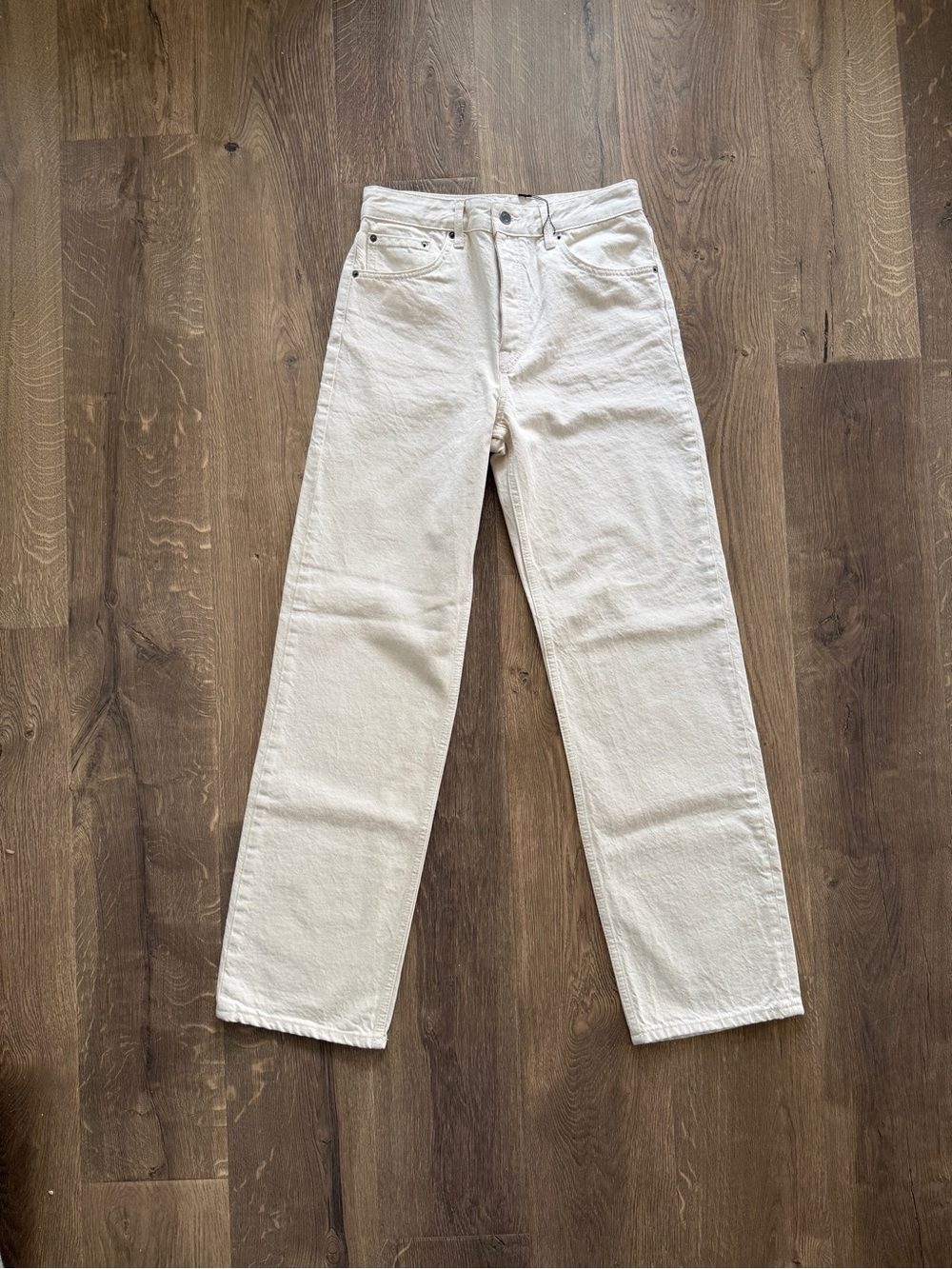 Zara 100%Cotton Cream Wide Leg Jeans - Picture 9 of 13